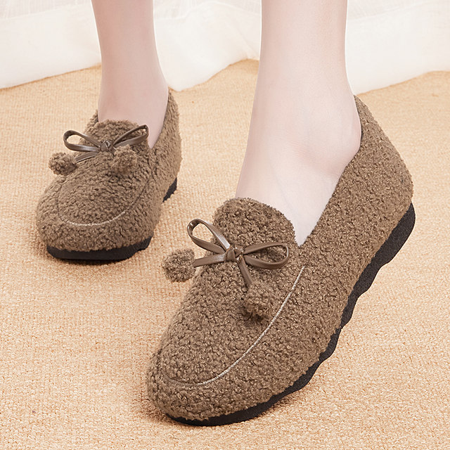 Doudou shoes women's velvet 2025 winter thickened old Beijing cloth shoes for outer wear one-on-two cotton shoes warm furry shoes