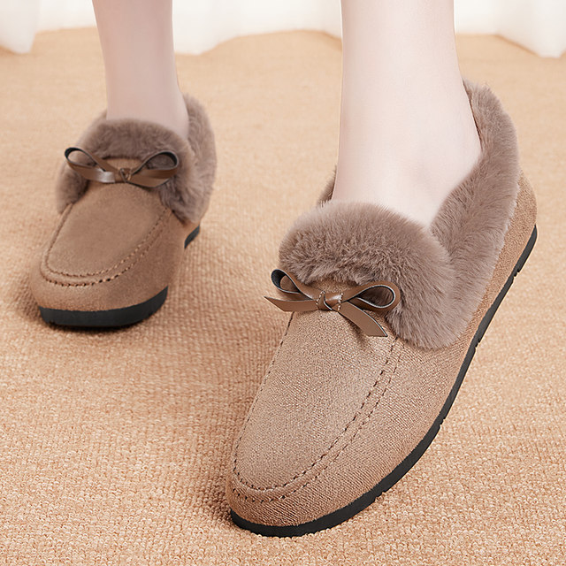 Mao Mao Shoes Women's Autumn and Winter Casual Soft -bottom Soft -bottoming Old Beijing Foot Shoes and Velvet Moms Piece Warm Soya Fasculty
