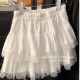 Large size sweet lace spliced ​​puffy skirt for women's summer cake A-line slim and anti-exposure ballet style skirt