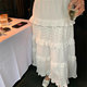 Large size sweet white high waist cake skirt for summer slimming mid-length lace fluffy skirt A-line skirt for women