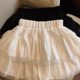 Large size white A-line lace cake skirt women's 2025 summer small princess puffy skirt short skirt