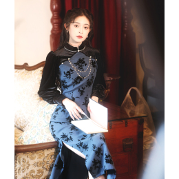 New Chinese cheongsam 2023 new improved young high-end temperament autumn and winter long sleeves retro old Shanghai