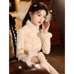 Autumn and winter cheongsam 2023 new improved young high-end temperament long sleeves and warm new Chinese dress