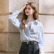 BETU Bai map Loose blue and white striped shirt Female long sleeves 2025 new professional commute shirt
