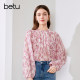 betu Baitu Women's Spring 2025 New French Sweet Pink Print Loose Shirt Top
