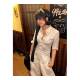 American Retro Striped Shirt Women's Autumn Mid-Sleeve Tight Shirt Jacket Slim Fit Hot Girl Top Trendy New Style