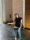 aaaaxbbb Vlaca Street Bench Washed Denim Mid-Pants American Retro Loose Slim Cropped Pants Women