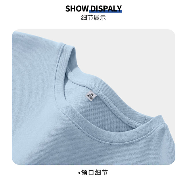 KV Zhenweis blue short-sleeved T-shirt for women 2025 new summer heavy butt cover loose mid-length T-shirt trendy