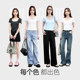 KV Zhenweis red square neck short-sleeved T-shirt for women 2025 new thin summer slim shoulder small top