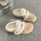 Lurudan furry thick-soled slippers for winter outer wear plus velvet Birkenstock shoes toe-toe half slippers 2025 new cotton slippers