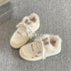 
Lulu egg winter thick-soled white shoes for women 2025 new warm plus velvet sneakers two cotton shoes versatile bread shoes