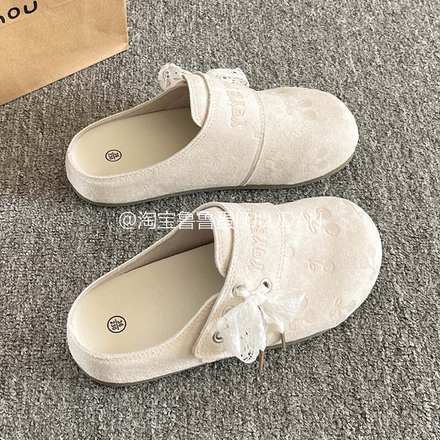 Lulu Egg Velvet Slip-On Birkenstock Shoes for Women 2025 New Autumn and Winter Style Skirt Baotou Half-Drag Lazy Shoes