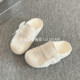 Lulu Egg Winter Muller Baotou Half Slippers Women's Shoes for Outerwear 2025 New Warm Plus Velvet Two-Cotton Shoes Birkenstock Shoes