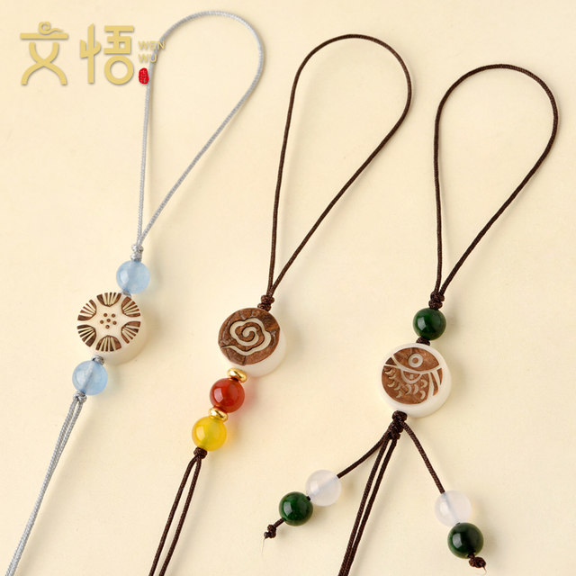 Mobile phone lanyard short hand-woven keychain semi-finished mobile phone chain pendant DIY accessories pendant rope