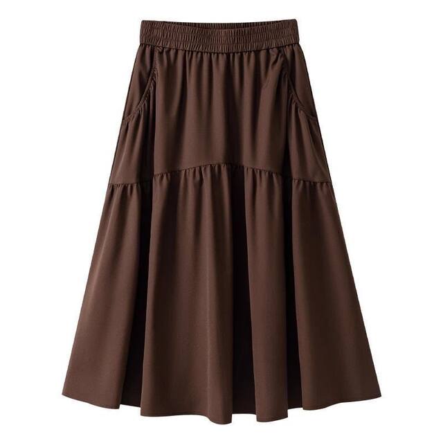 New autumn retro mid-length skirt for women A-line skirt high waist high-end versatile loose casual cover for hips to make you look thin