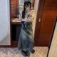 Retro old denim skirt for women 2025 new design high waist slim mid-length A-line hip long skirt
