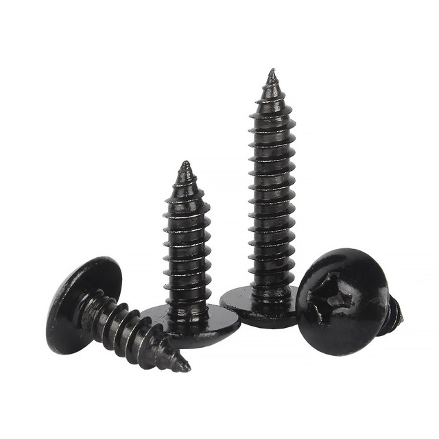 Black 304 stainless steel cross large flat head self-tapping screw umbrella head round head self-tapping wood screw M3M4-M6