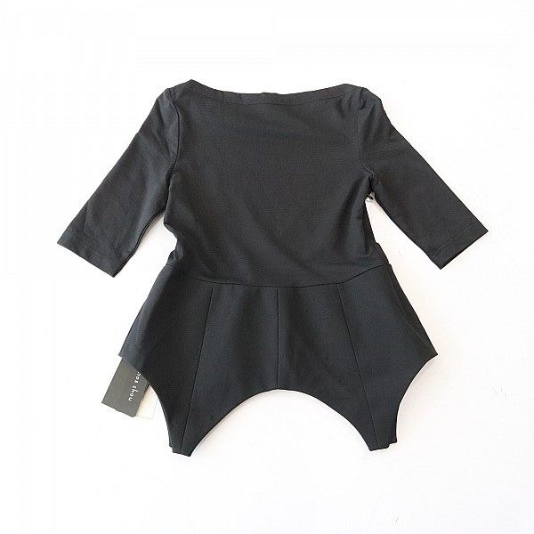 New spring and summer women's mid-sleeved T-shirt shirt with one-length collar pullover slim side zipper splicing irregular top F6S

