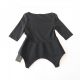 New spring and summer women's mid-sleeved T-shirt shirt with one-length collar pullover slim side zipper splicing irregular top F6S
