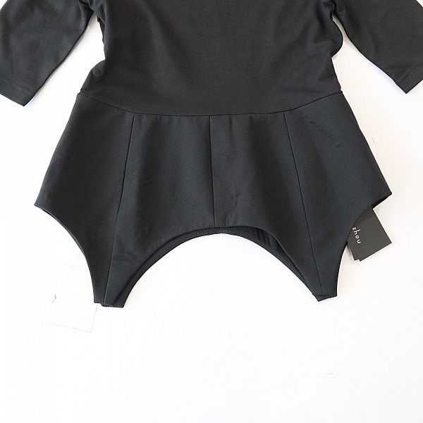 New spring and summer women's mid-sleeved T-shirt shirt with one-length collar pullover slim side zipper splicing irregular top F6S
