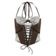 DARLINGAGA French retro lace stitching brown halter neck strap women's strap slim waist short vest