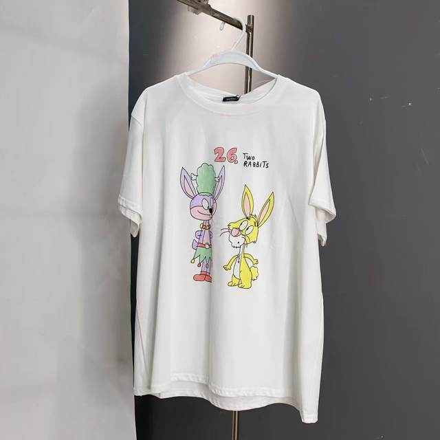 
Fun Paradise ~ T-shirt collection 100 cotton versatile round neck printed bead embroidery/ towel embroidery short-sleeved T-shirt for women DQJ