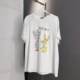 
Fun Paradise ~ T-shirt collection 100 cotton versatile round neck printed bead embroidery/ towel embroidery short-sleeved T-shirt for women DQJ