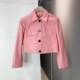 
Irregular pink lapel black button jacket head layer genuine leather sheepskin leather jacket 46