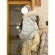 New winter Korean retro bow printed striped cotton coat for female students loose hooded wool collar warm cotton suit