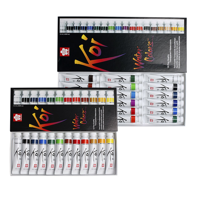 Sakura cherry blossom KOI full transparent 18 -color watercolor pigment xmw art painting set