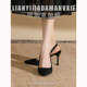 Wide feet, fat large size, empty back high heels 41 to 43 stiletto toe sandals for women 2024 summer new pointed toe shoes
