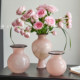 
Zhouzhou's pink glass vase, small mouth and big belly vase, new Chinese style water-raised tall-footed flower ware, home glass ornaments