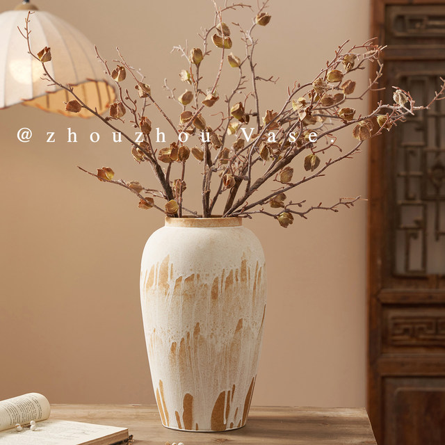 Vase ornaments, ceramics, new Chinese style wabi-sabi style, high-end living room, home entrance, B&B model room, Zen decoration