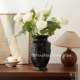 Relief ceramic high-temperature vase crafts home furnishings water-raised flowers living room decorations French cream style medieval