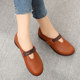 2025 Summer New Genuine Leather Women's Shoes Soft Leather Comfortable Large Size Single Shoes Flat Casual Mom Shoes Soft Sole Maternity Shoes