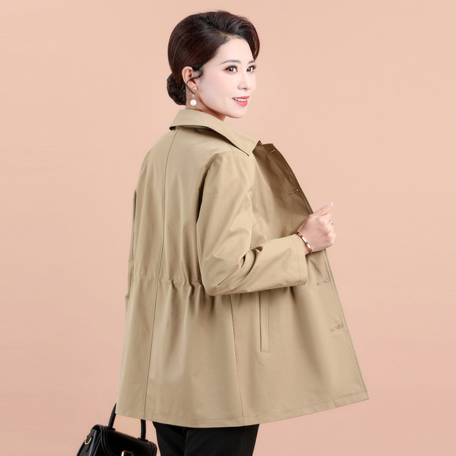Kaizisha's middle -aged and elderly women's women's jacket spring and autumn temperament Mom installed solid color lapel jackets to increase size