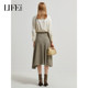 Lef Adidian's new spring design sense commuting versatile high-waisted skirt for women asymmetrical hem A-line long skirt