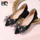 Saturday super soft sole sheepskin flat shoes for women 2025 spring new French pointed toe temperament bow small shoes