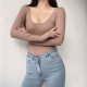 BERAN European and American sexy simplicity base round collar, thin pure color long -sleeved T -shirt bottom shirt