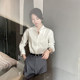 Temperament French white shirt for women 2025 new long-sleeved simple high-end stand collar shoulder professional work top