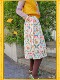 Spot skirt printed spring and autumn beige sweet midi skirt pleated women's style pastoral Japanese rabbit cat
