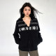 FUNOFF Fair Island Bath Style Black Zipper Hooded Sweater Jacket 2024 Winter Christmas Knitted Top for Women