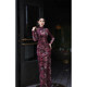 Original design high -definition velvet flower slim high waist printing temperament new Chinese cheongsam
