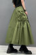 2025 summer new women's skirt big sway long skirt military green big pocket splicing casual loose versatile
