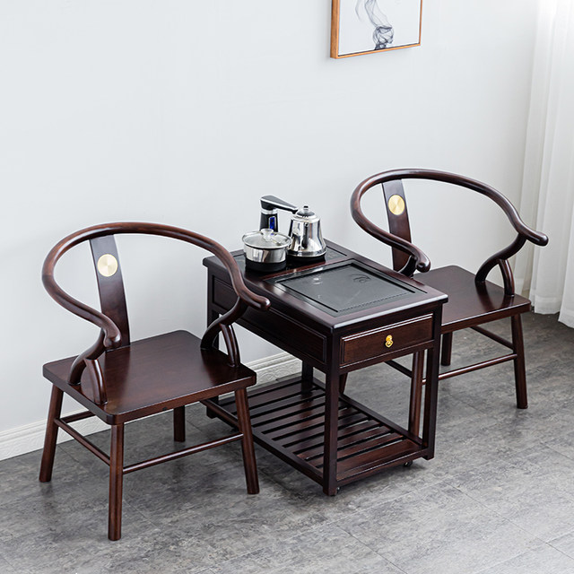 Three-piece armchair set, tea table furniture, Chinese style solid wood ...