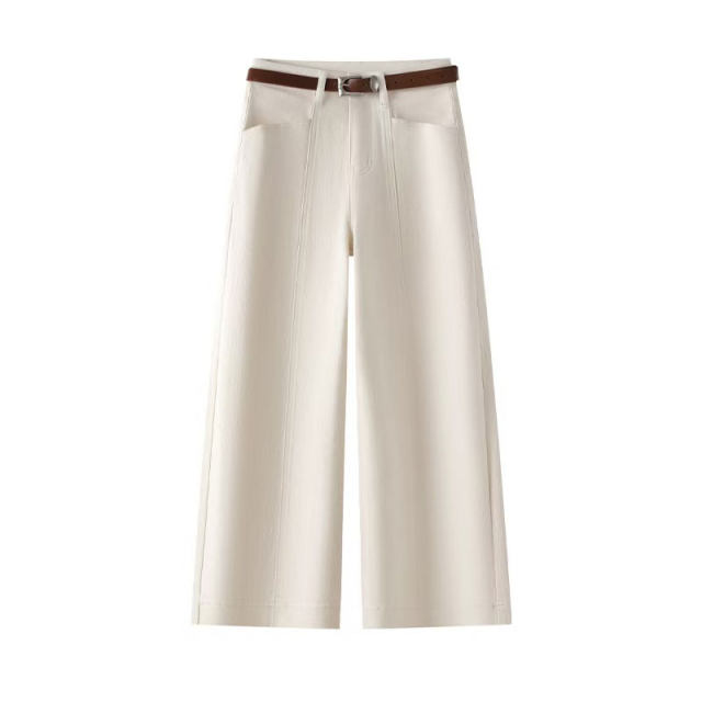 Denning original color high elastic jeans nine-point straight trousers
