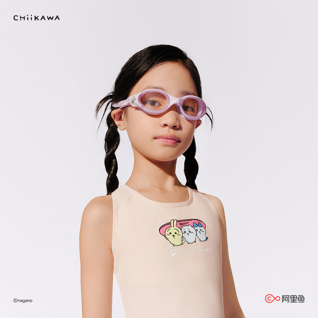 New SpeedoCHIIKAWA series playful printed wide shoulder strap girls one-piece swimsuit