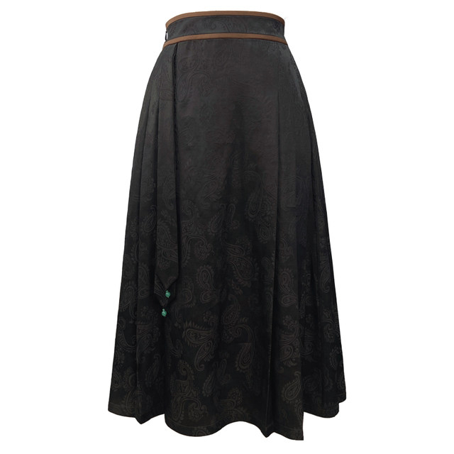 Hucheng Gu Niang's new product silk mulberry silk pleated skirt fragrant cloud yarn large sway elastic waist woven versatile skirt