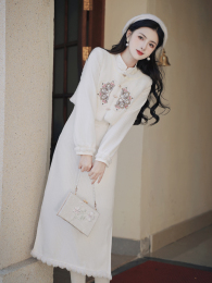 2023 New autumn and winter women new Chinese style national wind two pieces suit young girls to improve the cheongsam vest Republic of wind