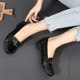 2025 new genuine leather flat-soled casual large-size women's shoes 40-43 spring versatile fashionable single shoes shallow mouth bean shoes
